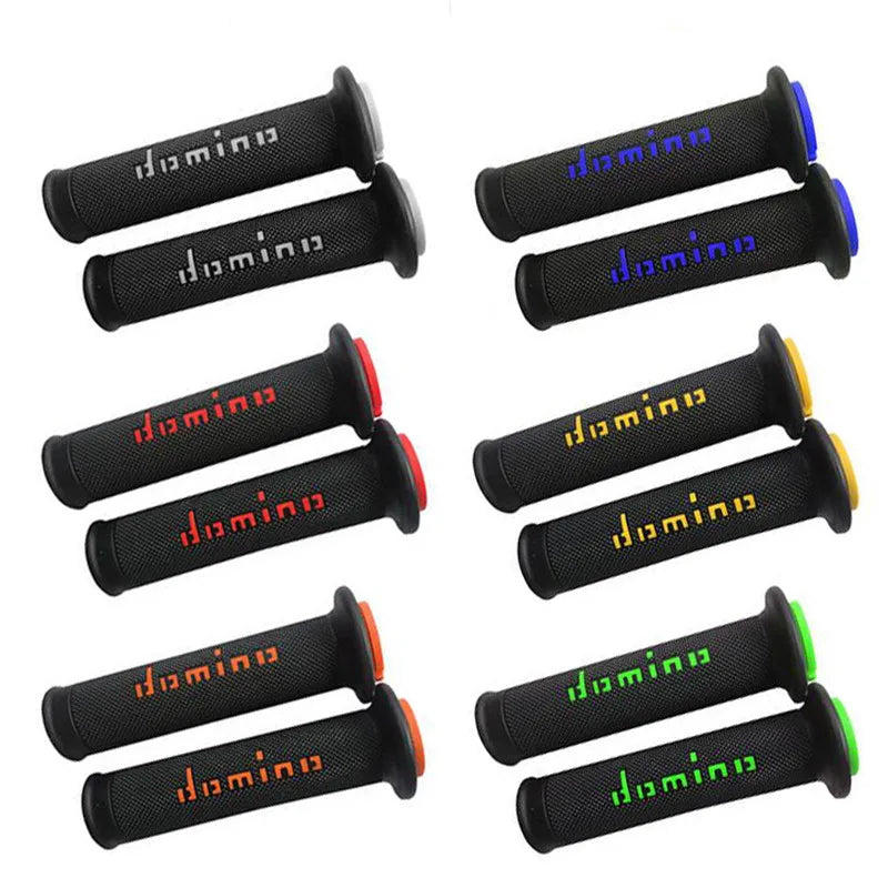 Universal Motorcycle Handlebar Domino Grips — Anti-Slip Rubber Gel (22mm & 24mm)