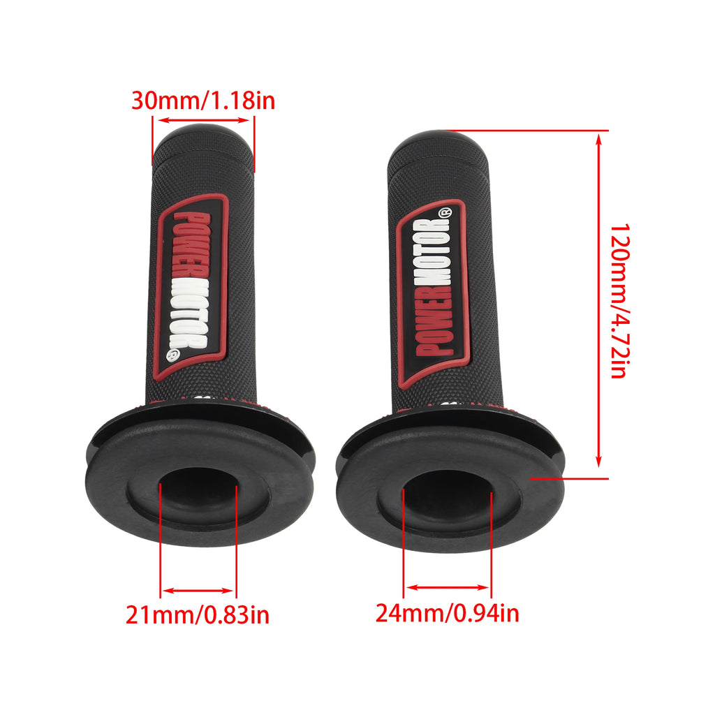 Motorcycle Handlebar Grips — Rubber Gel, Universal Fit (22mm & 24mm)