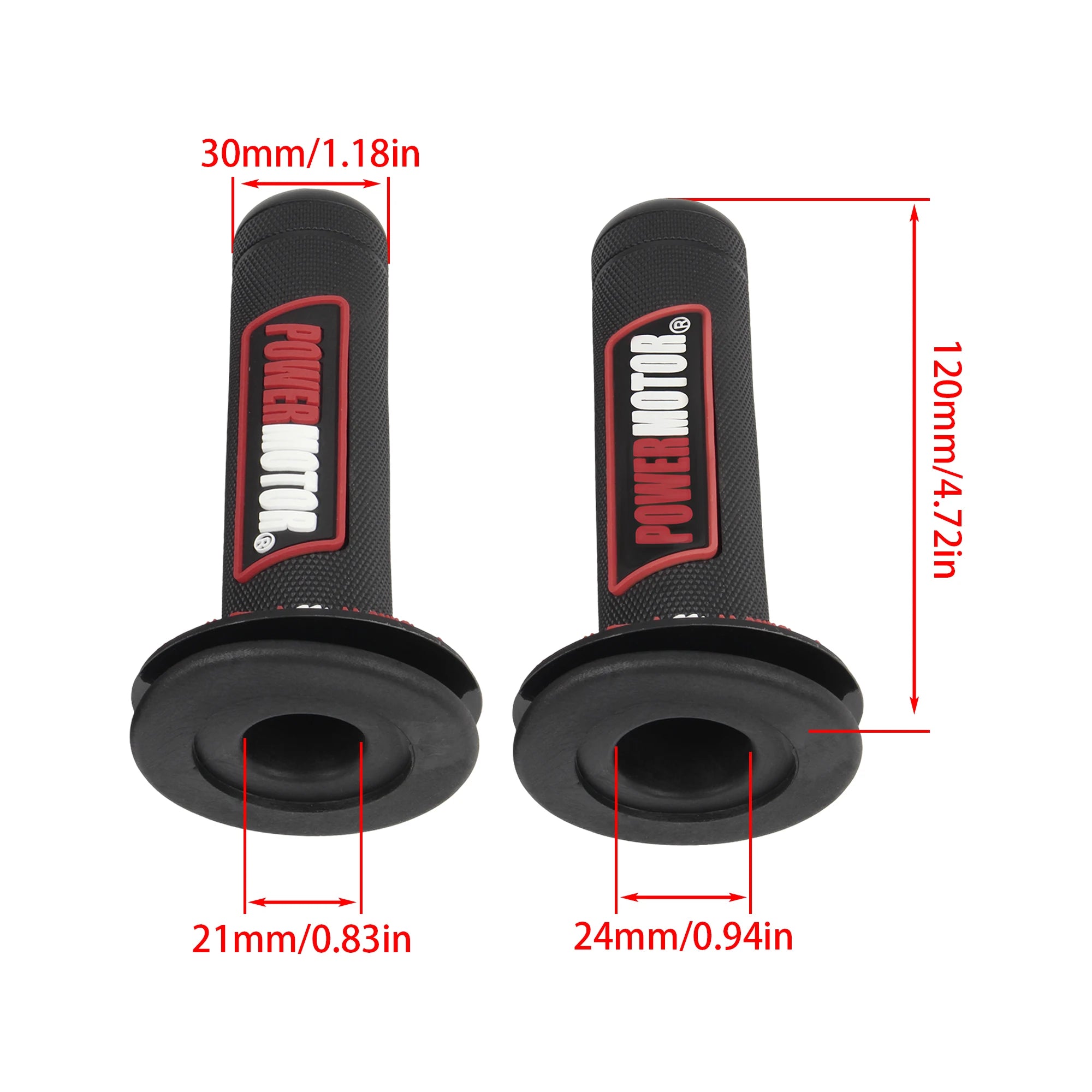 Motorcycle Handlebar Grips — Rubber Gel, Universal Fit (22mm & 24mm)