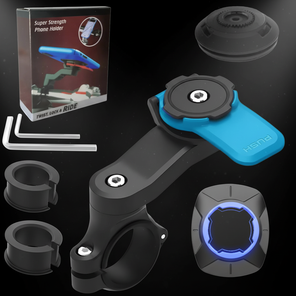 360° Motorcycle Phone Mount – Universal Handlebar Holder
